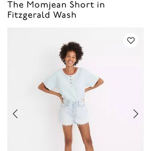 Madewell The Momjean Short Size 25 Fitzgerald Wash
